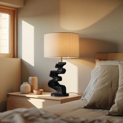 MODERN SCULPTURAL TABLE LAMP BLACK