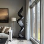 FARMHOUSE LARGE WOODEN SCULPTURE BLACK