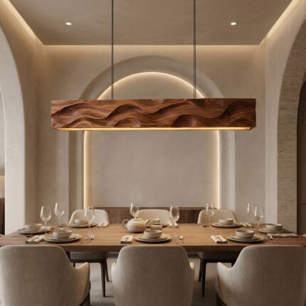 HANDCRAFTED PENDANT LIGHT WITH WAVE CARVED SURFACE
