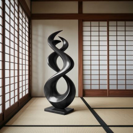 RUSTIC ABSTRACT SCULPTURE BLACK