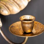 GOLD EFFECT CHEESE LEAF CANDLE WALL SCONCE
