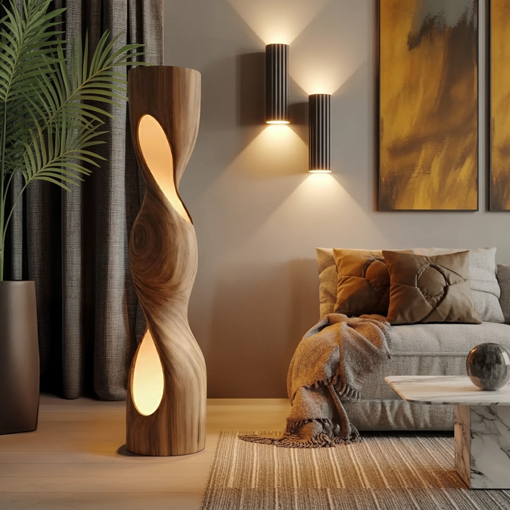 30_organic_sculptural_twisted_6 ORGANIC SCULPTURAL TWISTED FLOOR LAMP BROWN