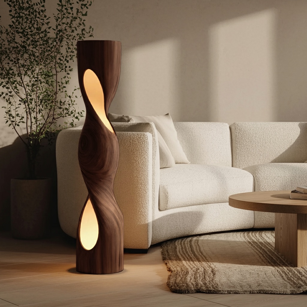 30_organic_sculptural_twisted_7 ORGANIC SCULPTURAL TWISTED FLOOR LAMP WALNUT