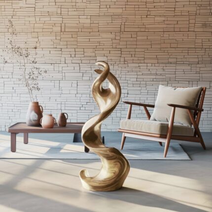 FARMHOUSE LARGE TWISTED SPIRAL FLOOR ART OAK