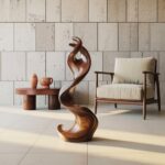 FARMHOUSE LARGE TWISTED SPIRAL FLOOR ART BROWN