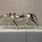 Silver Panther Art Sculpture — premium metallic resin animal sculpture, a bold modern art sculpture and animal sculptures for sale for luxury home decor