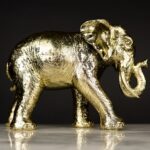 Gold Elephant Sculpture — premium golden animal sculpture for modern home decor and art sculptures for sale at Lume Art Gallery