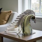 Crystal horse sculpture made from premium glass, art sculpture for luxury home decor