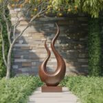 MID CENTURY WOODEN SCULPTURE BROWN