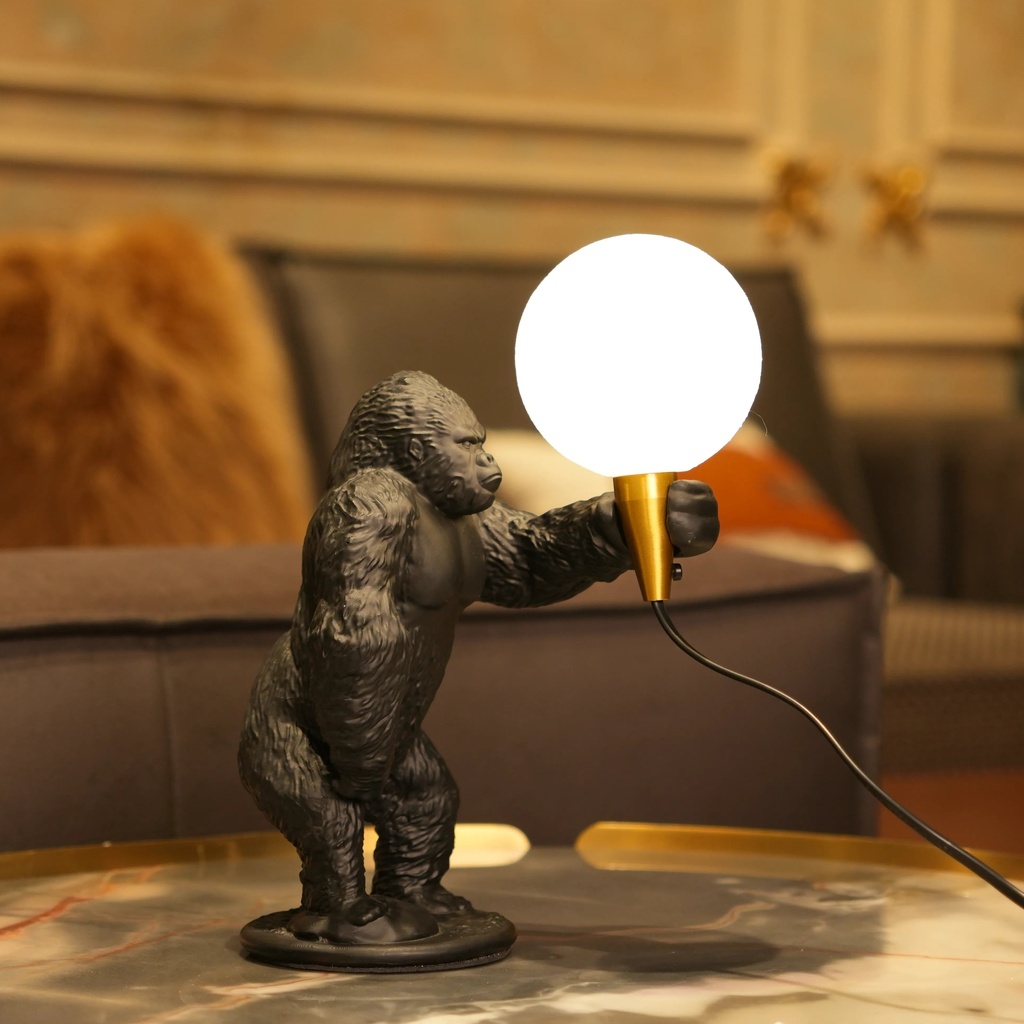 Gorilla Glow Lamp – modern animal lamp holding a glowing orb, ideal for deco art lamp and unique lamp sale Gorilla Glow Lamp – modern animal lamp holding a glowing orb, ideal for deco art lamp and unique lamp sale