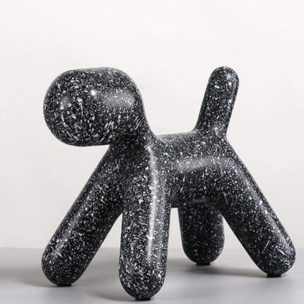 Speckled Dog Sculpture — black resin modern animal sculpture for home decor and contemporary art sculpture displays