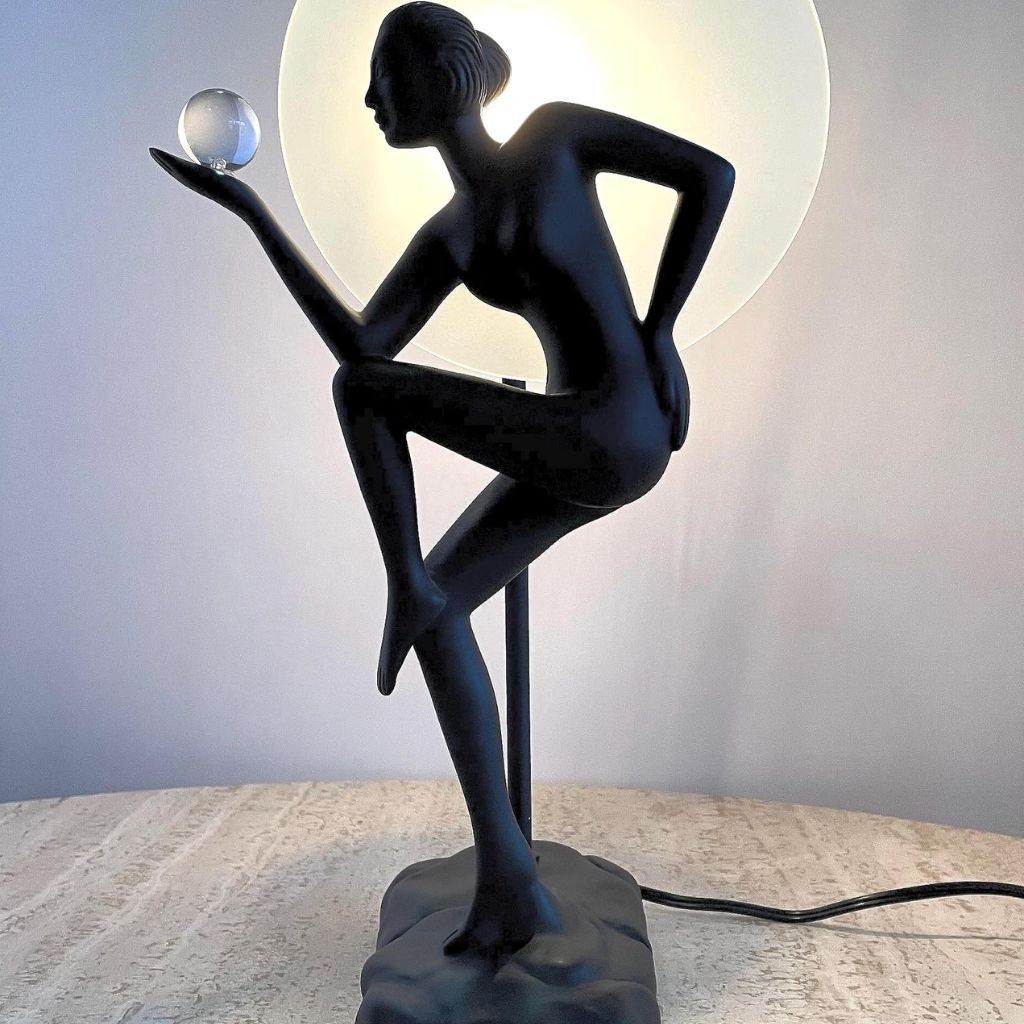 Art Deco Frank Art Style Dancing Woman Holding a Sphere Art Deco Frank Art Style Dancing Woman Holding a Sphere