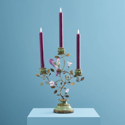 Candleholder Parrot Green Gold Bird Sculpture