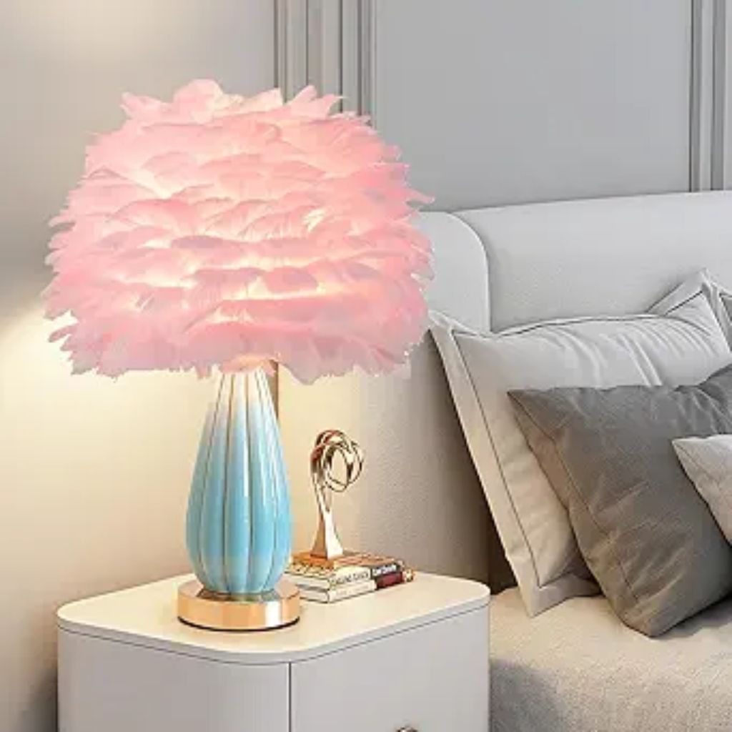 Pink Feather Boho Lamp Pink Feather Boho Lamp