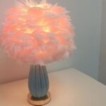 Pink Feather Boho Lamp