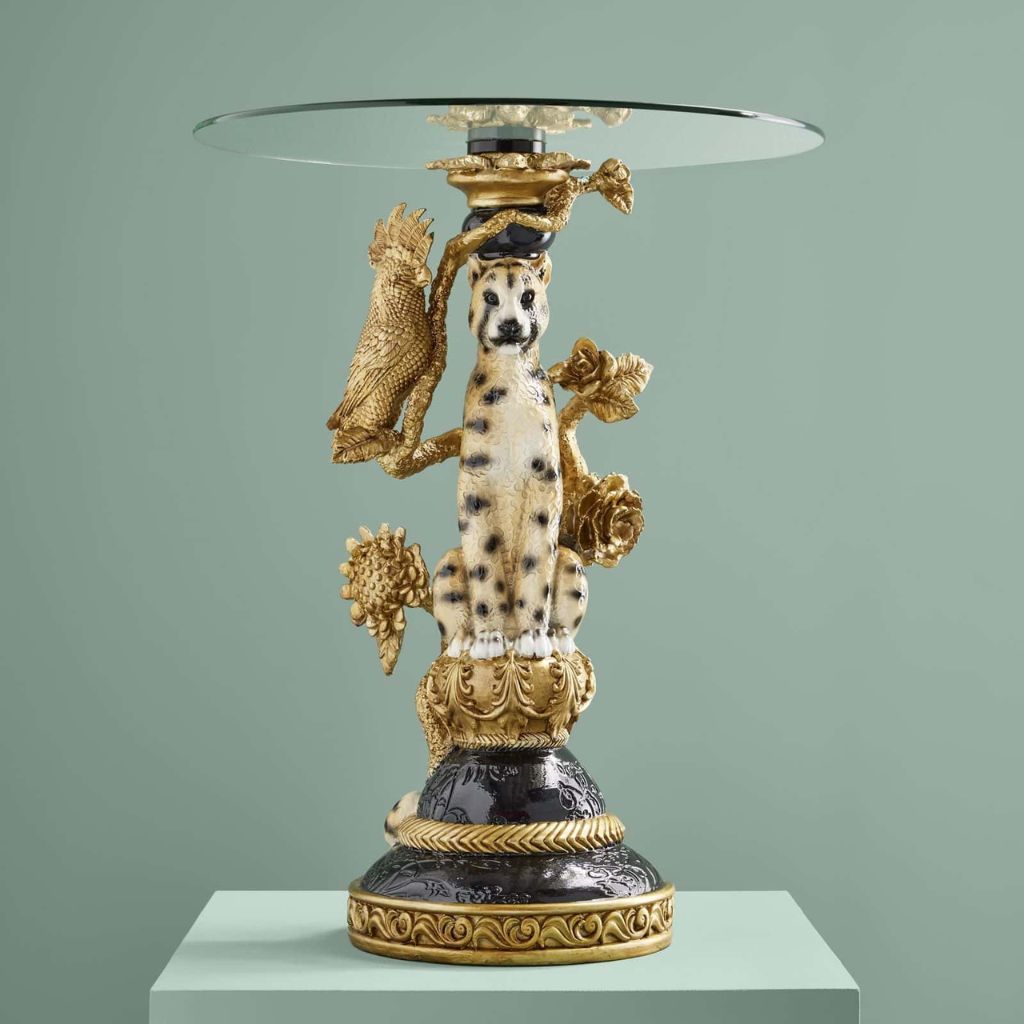 Leopard Side Table Multicolored Animal Sculpture Leopard Side Table Multicolored Animal Sculpture