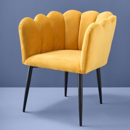 Velvet Chair Marlene Yellow Bold Armchair for Living Room