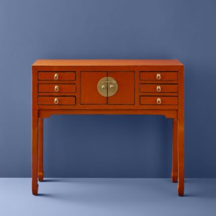 Console Table Dynasty Vintage Orange Wooden Console Table