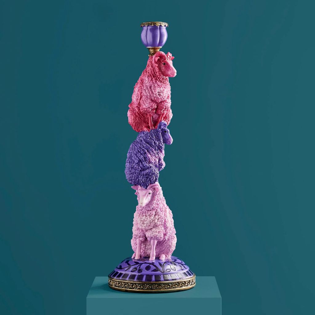 Colorful Sheep Candle Holder Purple-Magenta Art Sculptures Colorful Sheep Candle Holder Purple-Magenta Art Sculptures