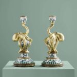 Set of 2 Otto Octopus Candle Holders Turquoise-White-Gold Art Sculptures