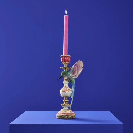 Hummingbird Candlestick Multicolored Bird Sculpture