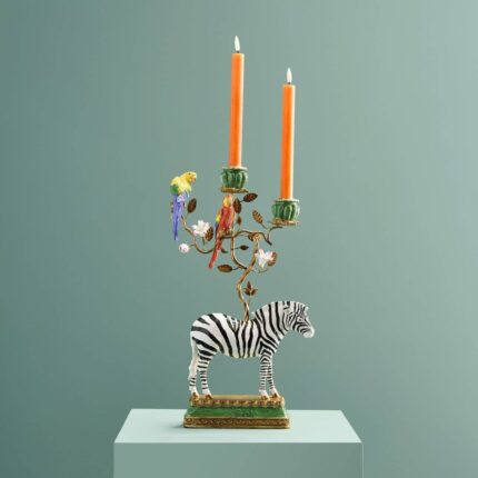 Candleholder Zebra Hand-Painted | Animal Sculpture