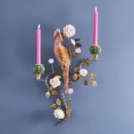 Wall Candleholder Parrot Hand-Painted Sculptural Wall Decor