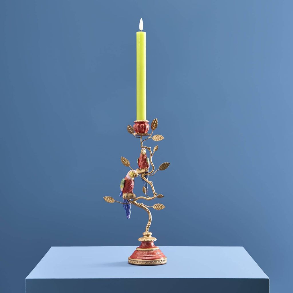 Candleholder Parrot Red-Gold Art Sculptures Candleholder Parrot Red-Gold Art Sculptures