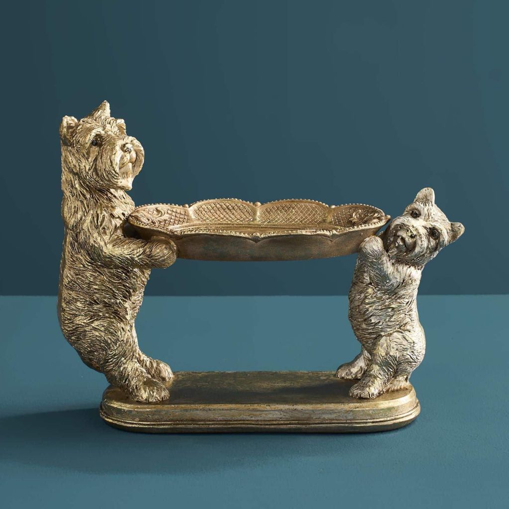 Card Holder Dogs Gold Animal Sculpture Card Holder Dogs Gold Animal Sculpture