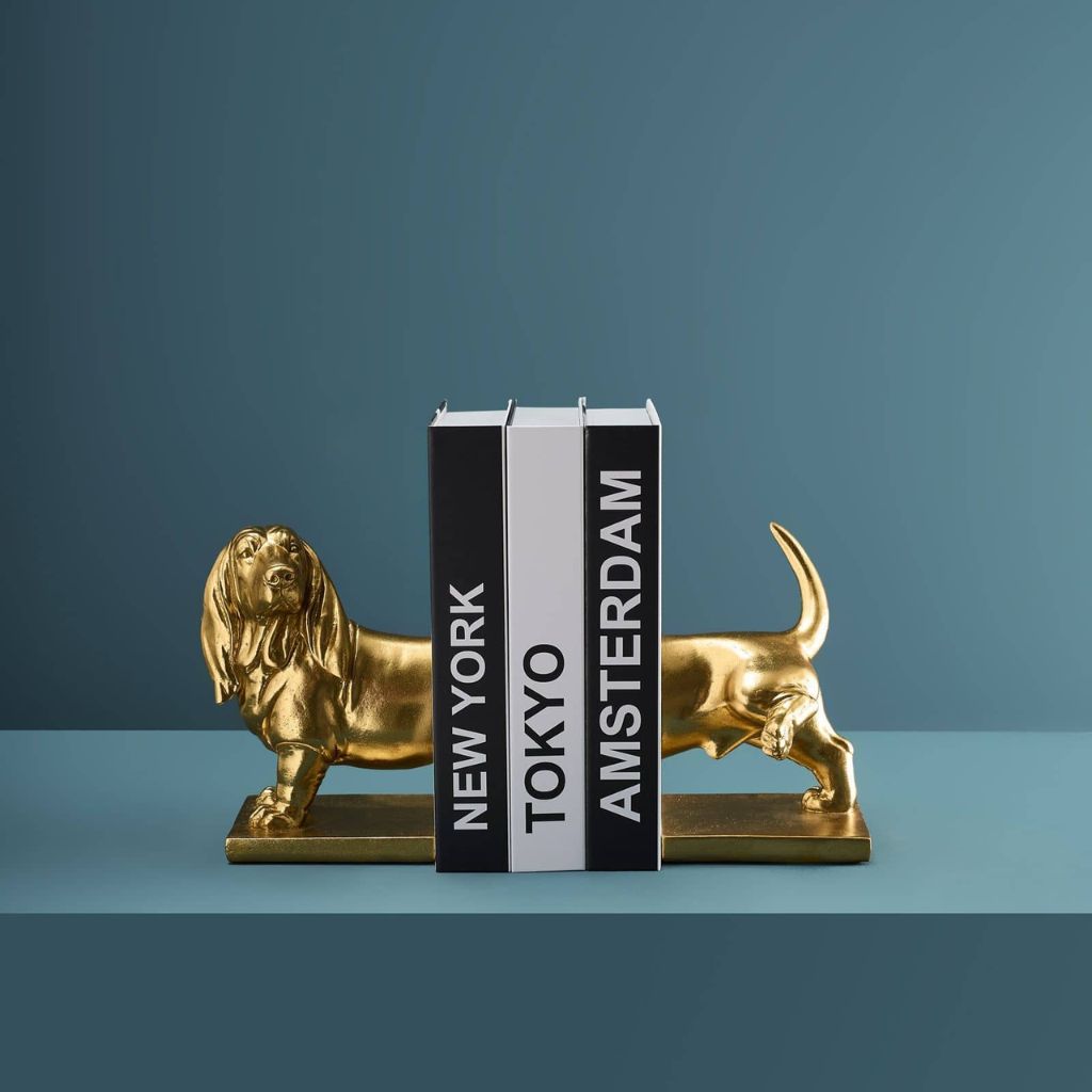 1Set of 2 Dachshund Bookend Gold Animal Sculpture Set of 2 Dachshund Bookend Gold Animal Sculpture