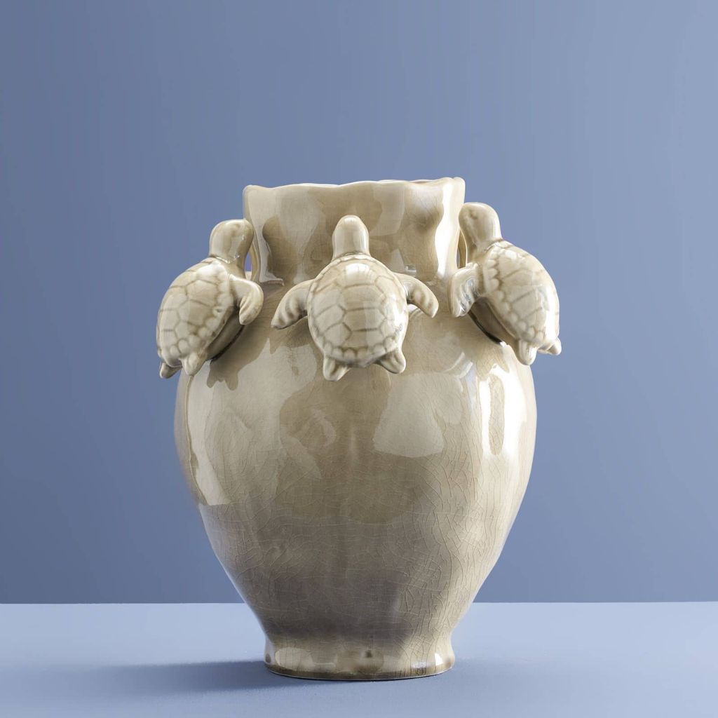 Vase with Turtles Beige Animal Sculptures Vase with Turtles Beige Animal Sculptures