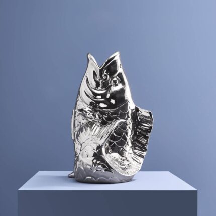 Vase Fish Blubb Silver Animal Sculpture