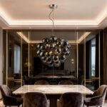 Pearl Black Glass Grape Crystal Chandelier Modern Ceiling Light