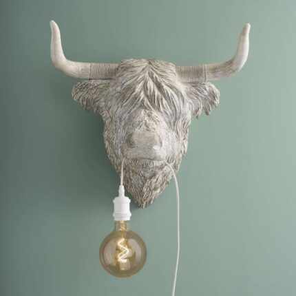 Wall Lamp Wisent Grey Animal Sculpture