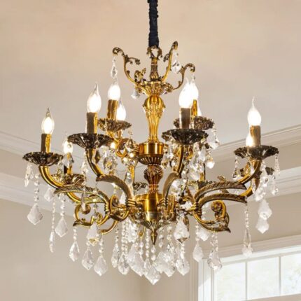 Rosdorf Park Antique Bronze Crystal Chandelier | Brass Chandelier for Dining Room