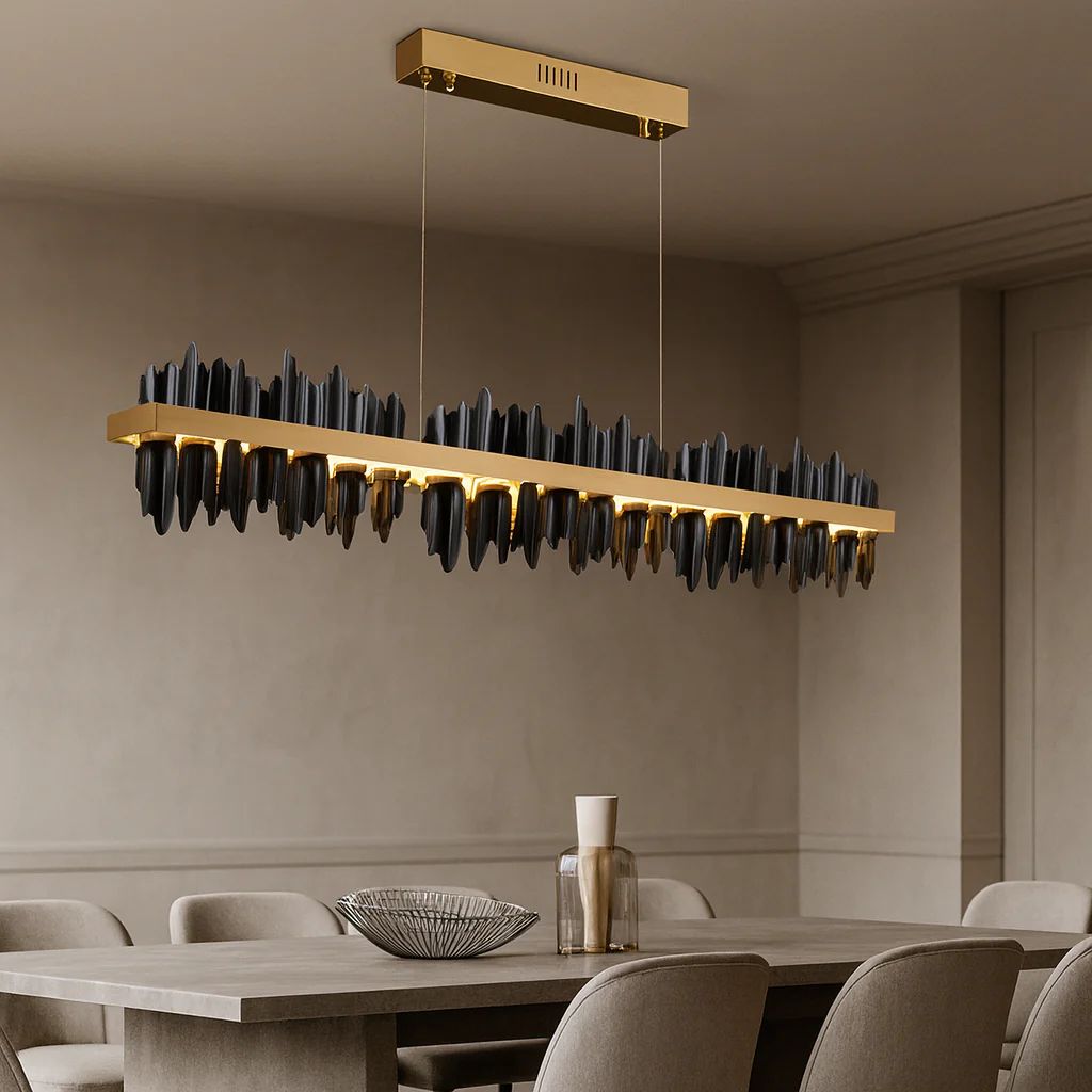 Nera Modern Linear Chandelier | Brass Chandelier Nera Modern Linear Chandelier | Brass Chandelier