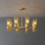 Mid Century Modern Brass Chandelier | Crystal Chandelier