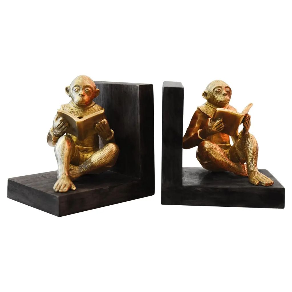 1 Monkeys Readers Bookends Animal Sculpture