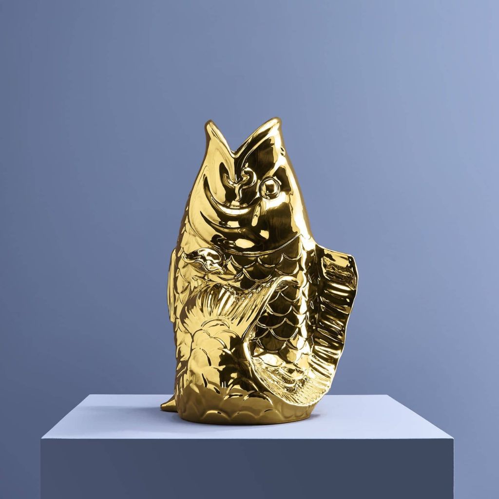 Animal Sculpture Vase Fish Glossy Gold Animal Sculpture Vase Fish Glossy Gold