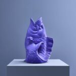 Animal Sculpture Vase Fish Matte Blue
