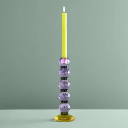 Candle Holder Fancy Crystal Purple Round Glass | Art Sculptures