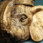 Flower Pot Elephant Jumbo Gold Animal Sculptures