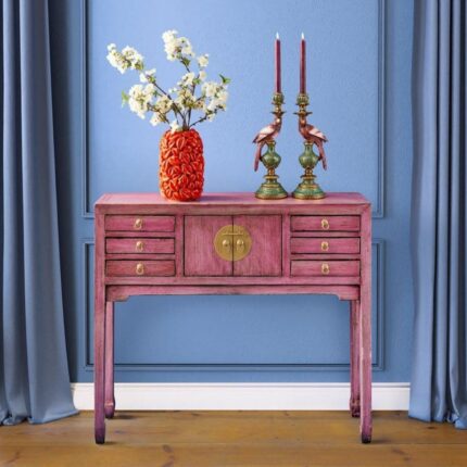 Console Table Dynasty Vintage Pink Wooden Console Table