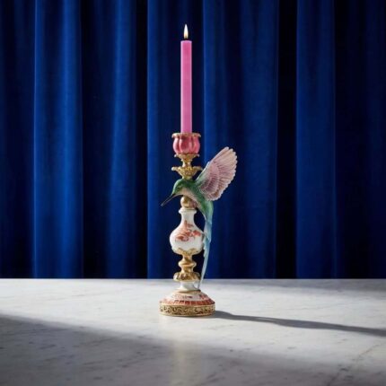 Hummingbird Candlestick Multicolored Bird Sculpture