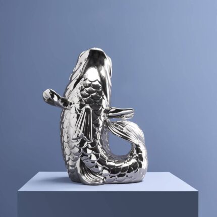 Vase Fish Blubb Silver Animal Sculpture