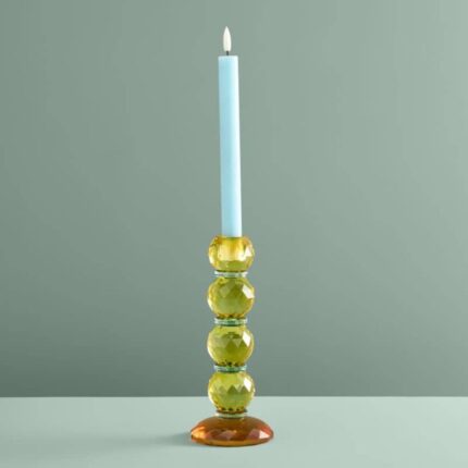 Candle Holder Fancy Crystal Yellow Round Glass Art Sculptures