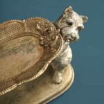 Card Holder Dogs Gold Animal Sculpture