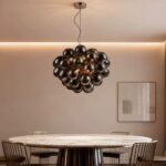 Pearl Black Glass Grape Crystal Chandelier Modern Ceiling Light