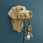 Wall Lamp Labrador Lucky Gold Animal Sculpture