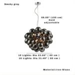Pearl Black Glass Grape Crystal Chandelier Modern Ceiling Light